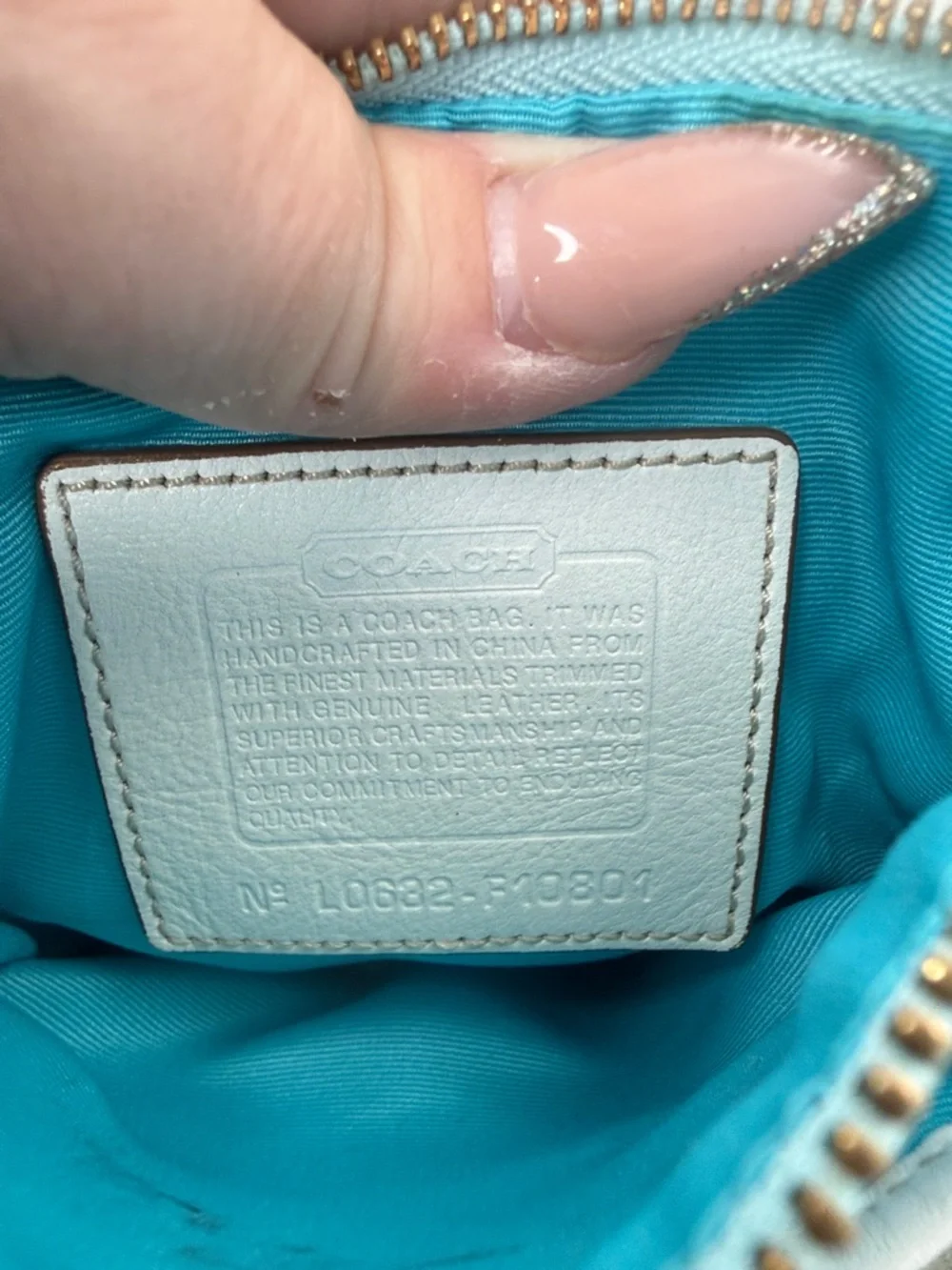 Coach Signature light blue/ Cream Scribble Swing pack Hipster F10801 - Picture 8 of 11